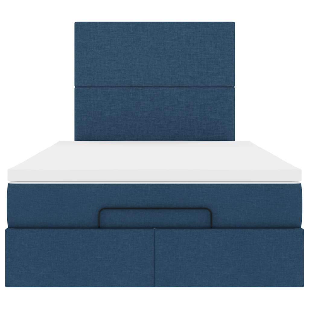 Struttura Letto Pouf con Materasso Blu 120x190 cm in Tessuto