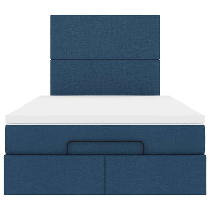 Struttura Letto Pouf con Materasso Blu 120x190 cm in Tessuto