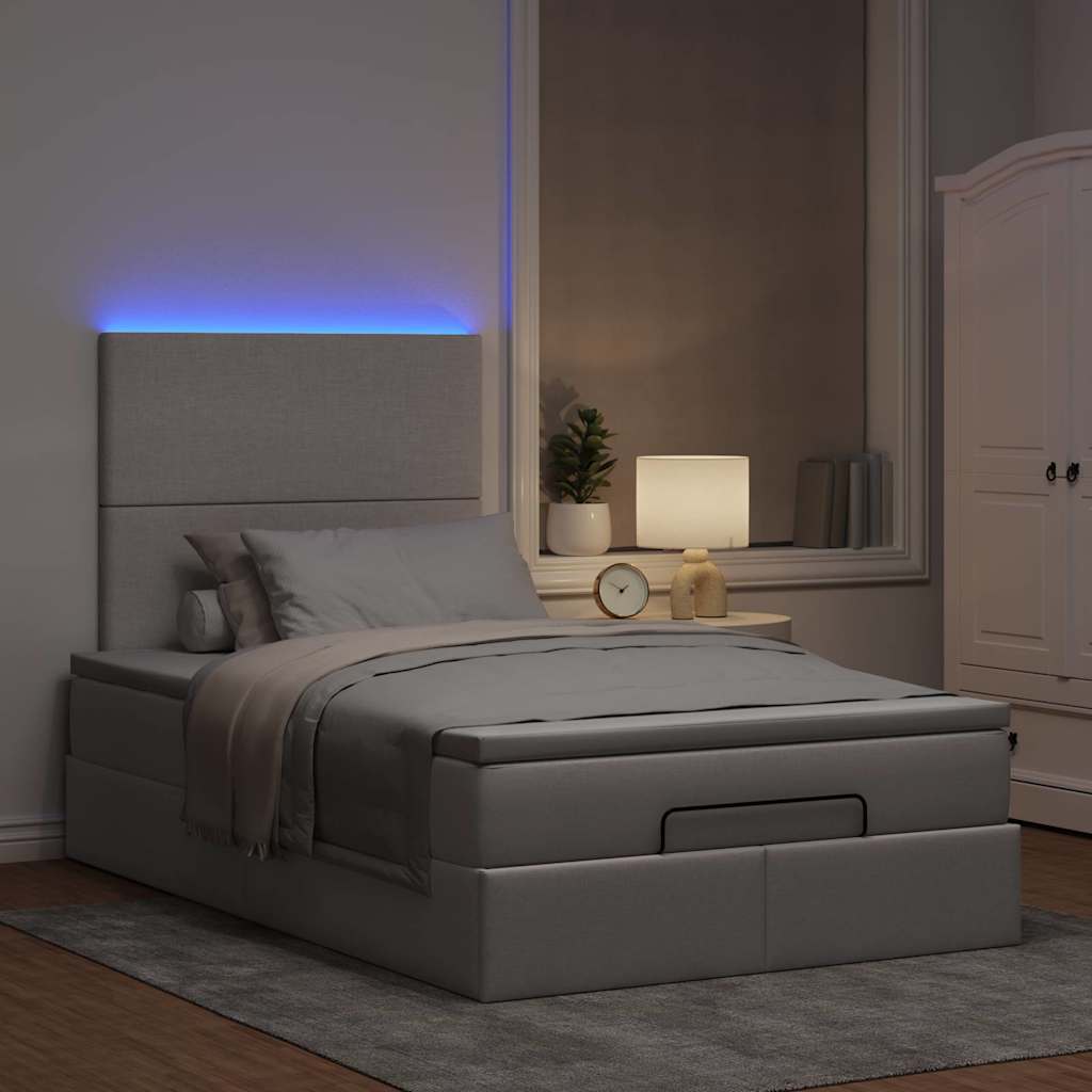 Struttura Letto Pouf con Materasso Tortora 120x200cm in Tessuto | homemem39