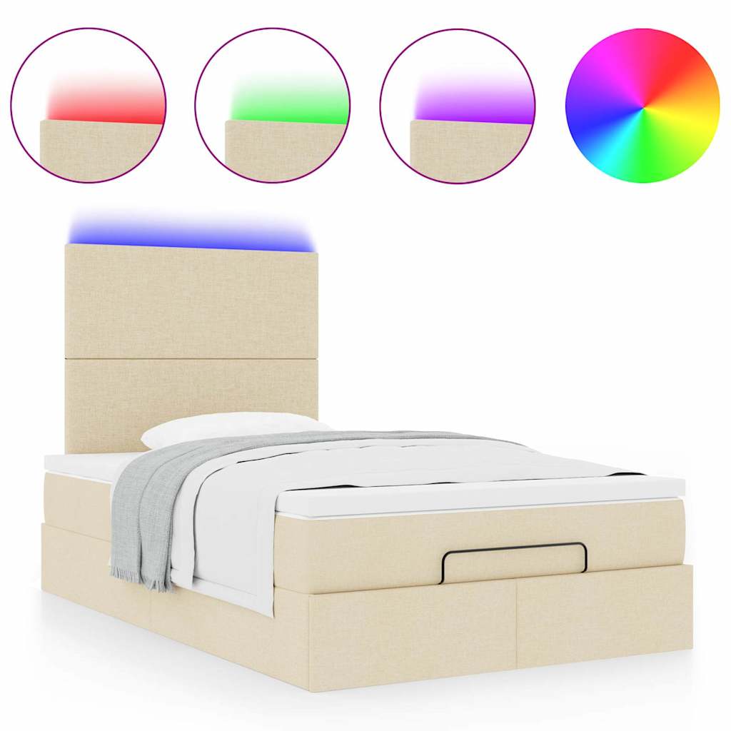 Struttura Letto Pouf con Materasso Crema 120x200 cm in Tessuto | homemem39