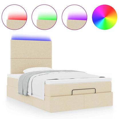 Struttura Letto Pouf con Materasso Crema 120x200 cm in Tessuto | homemem39