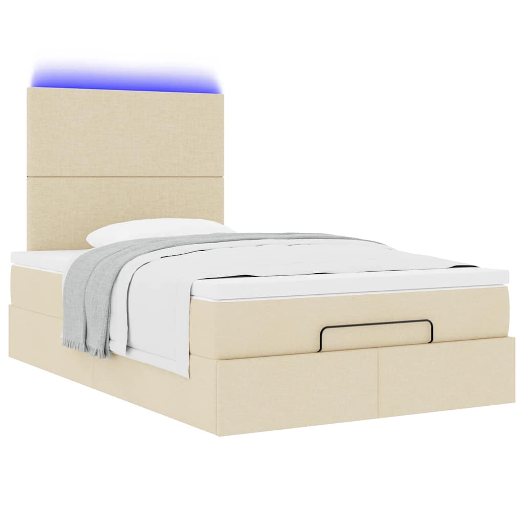 Struttura Letto Pouf con Materasso Crema 120x200 cm in Tessuto | homemem39