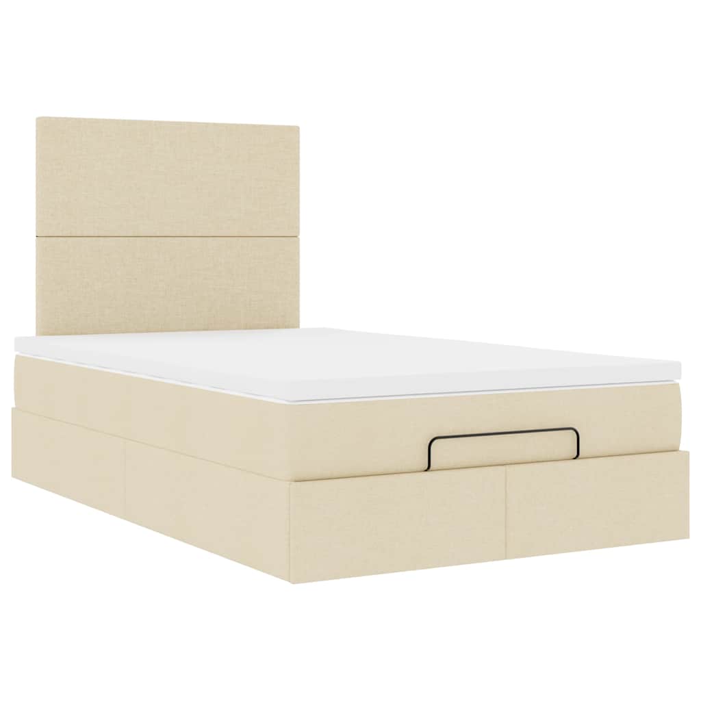 Struttura Letto Pouf con Materasso Crema 120x200 cm in Tessuto | homemem39