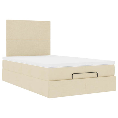 Struttura Letto Pouf con Materasso Crema 120x200 cm in Tessuto | homemem39