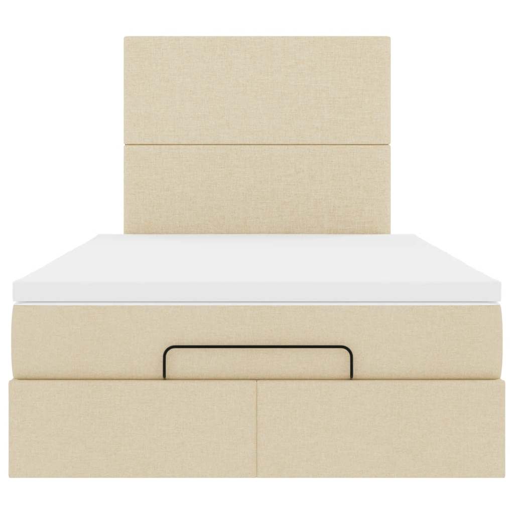 Struttura Letto Pouf con Materasso Crema 120x200 cm in Tessuto