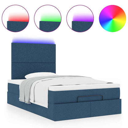 Struttura Letto Pouf con Materasso Blu 120x200 cm in Tessuto | homemem39