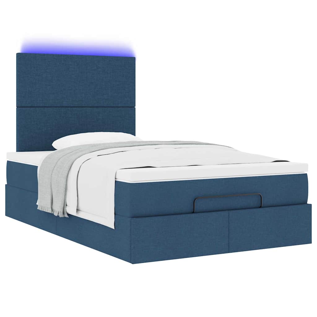 Struttura Letto Pouf con Materasso Blu 120x200 cm in Tessuto | homemem39