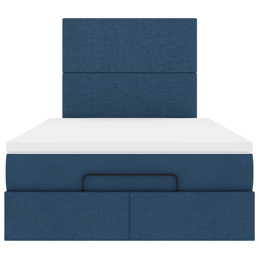 Struttura Letto Pouf con Materasso Blu 120x200 cm in Tessuto | homemem39