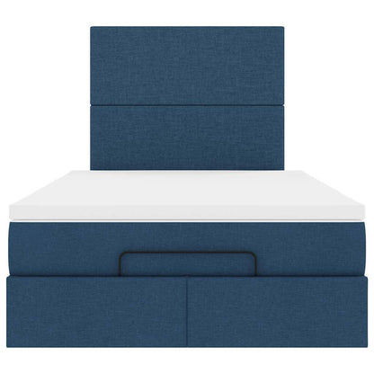 Struttura Letto Pouf con Materasso Blu 120x200 cm in Tessuto | homemem39