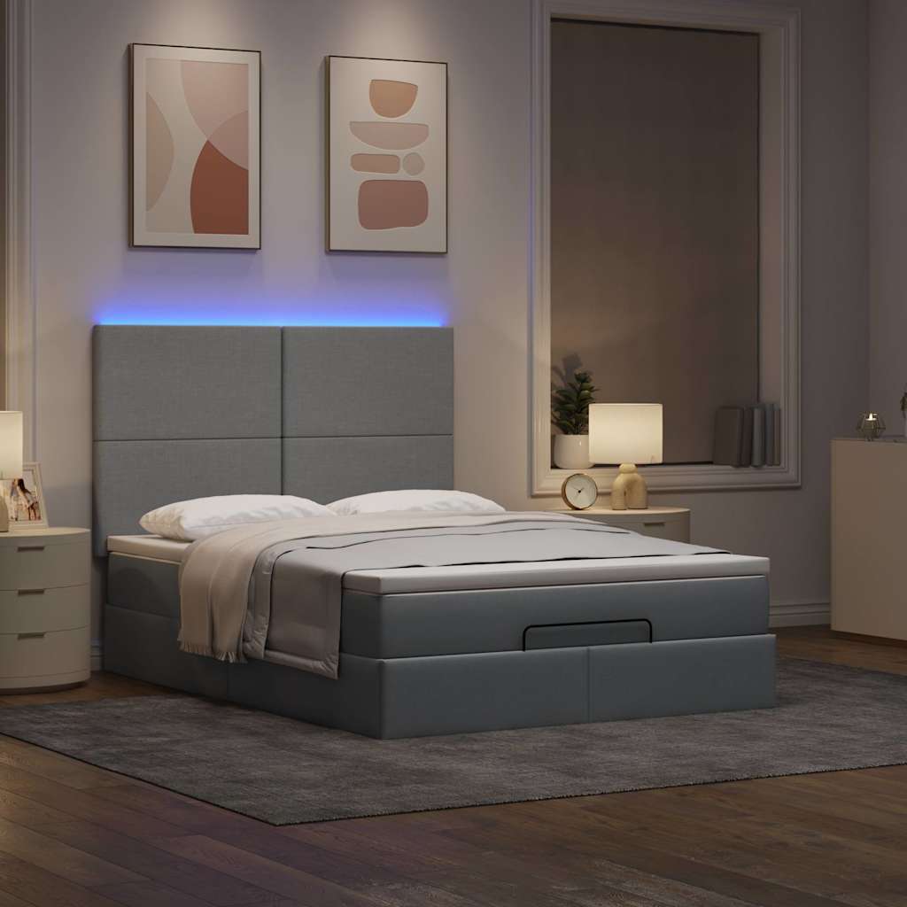 Struttura Letto Pouf con Materasso 140x190 cm in Tessuto | homemem39