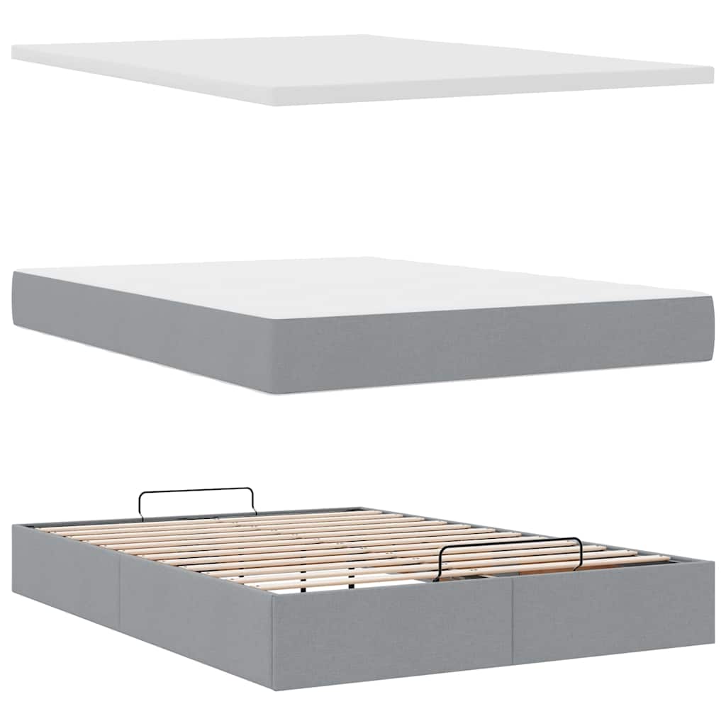 Struttura Letto Pouf con Materasso 140x190 cm in Tessuto | homemem39