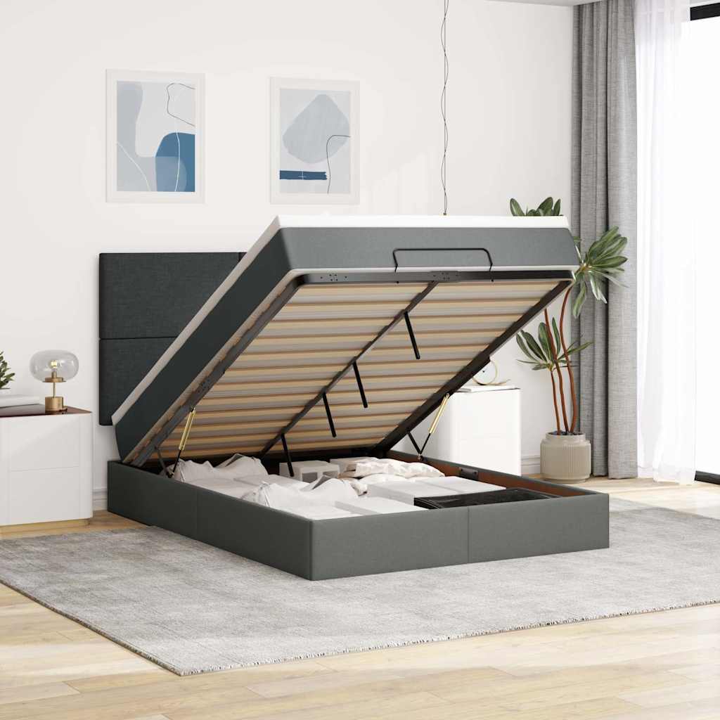 Struttura Letto Pouf con Materasso 140x190 cm in Tessuto | homemem39