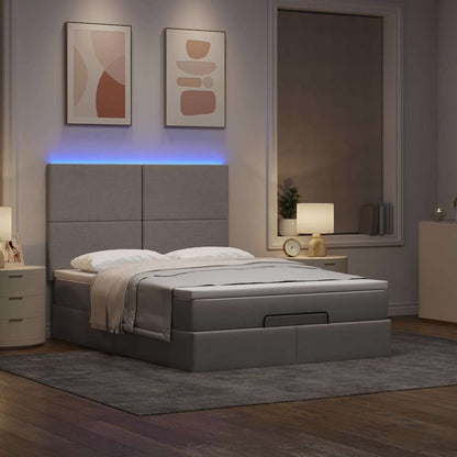 Struttura Letto Pouf con Materasso Tortora 140x190 cm Tessuto
