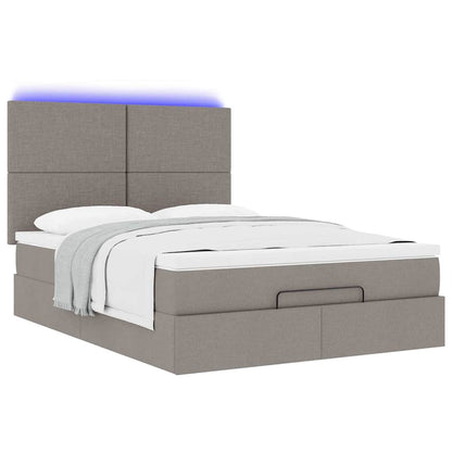 Struttura Letto Pouf con Materasso Tortora 140x190 cm Tessuto | homemem39