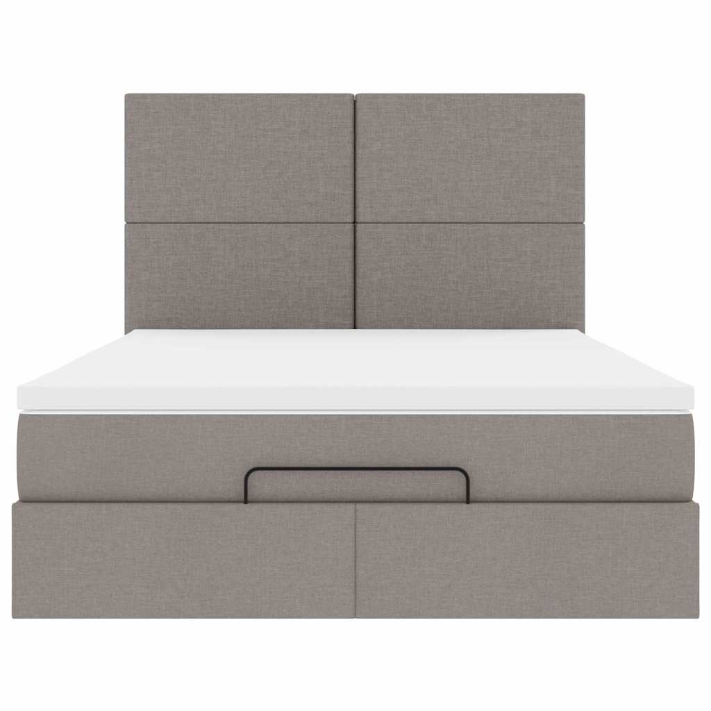 Struttura Letto Pouf con Materasso Tortora 140x190 cm Tessuto