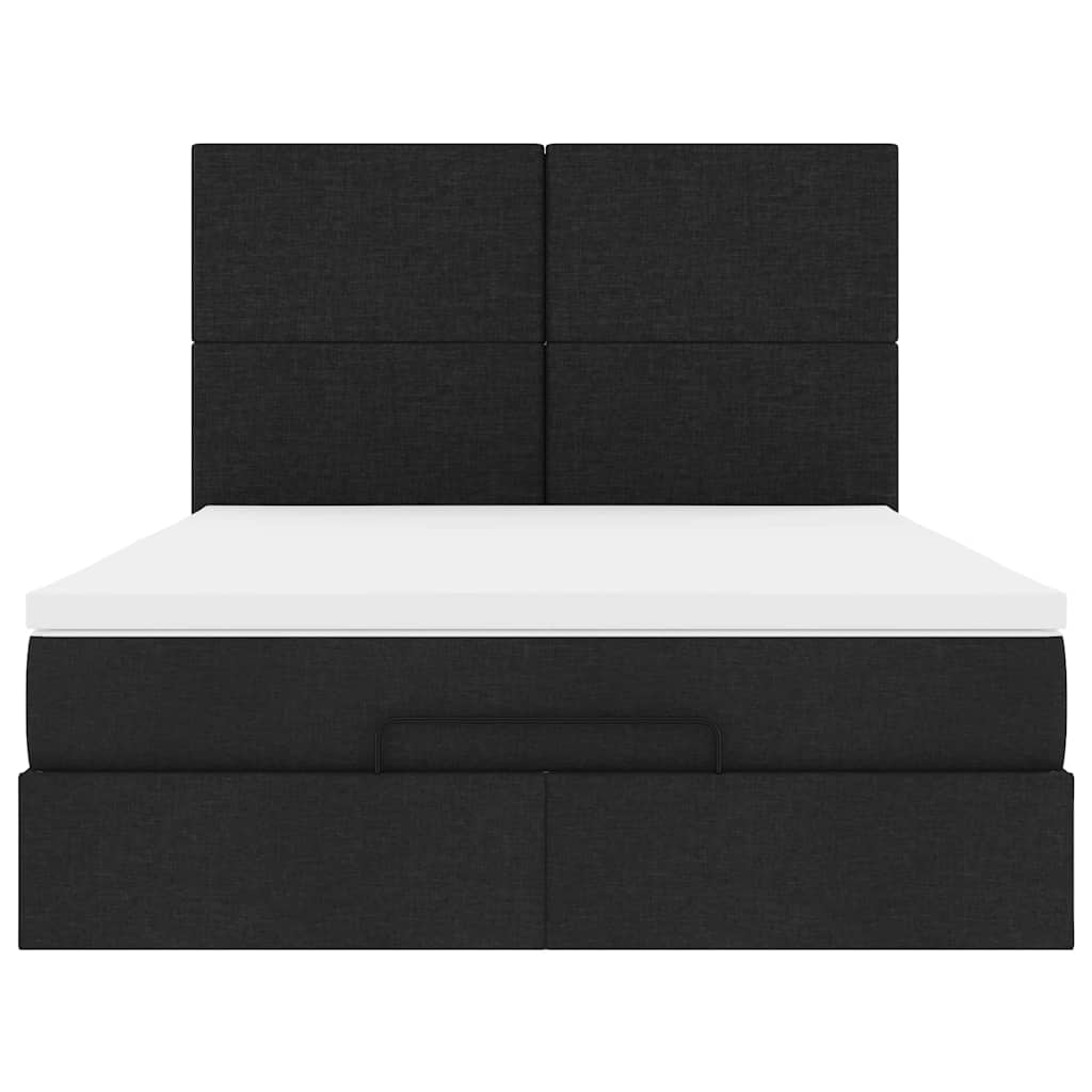Struttura Letto Pouf con Materasso Nero 140x200 cm in Tessuto | homemem39