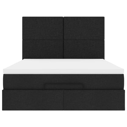 Struttura Letto Pouf con Materasso Nero 140x200 cm in Tessuto | homemem39