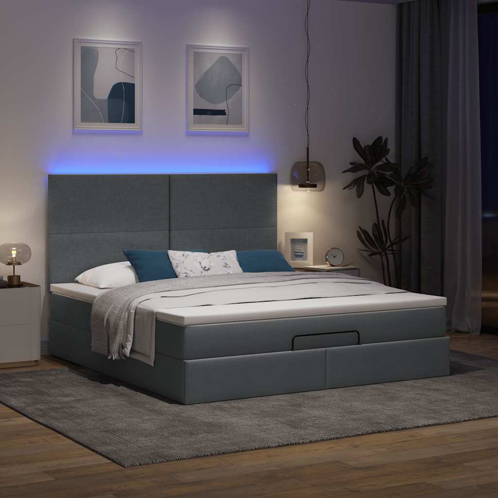 Struttura Letto Pouf con Materasso 160x200 cm in Tessuto | homemem39
