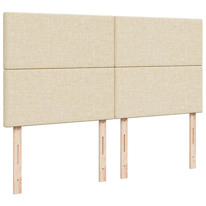 Struttura Letto Pouf con Materasso Crema 160x200 cm in Tessuto | homemem39