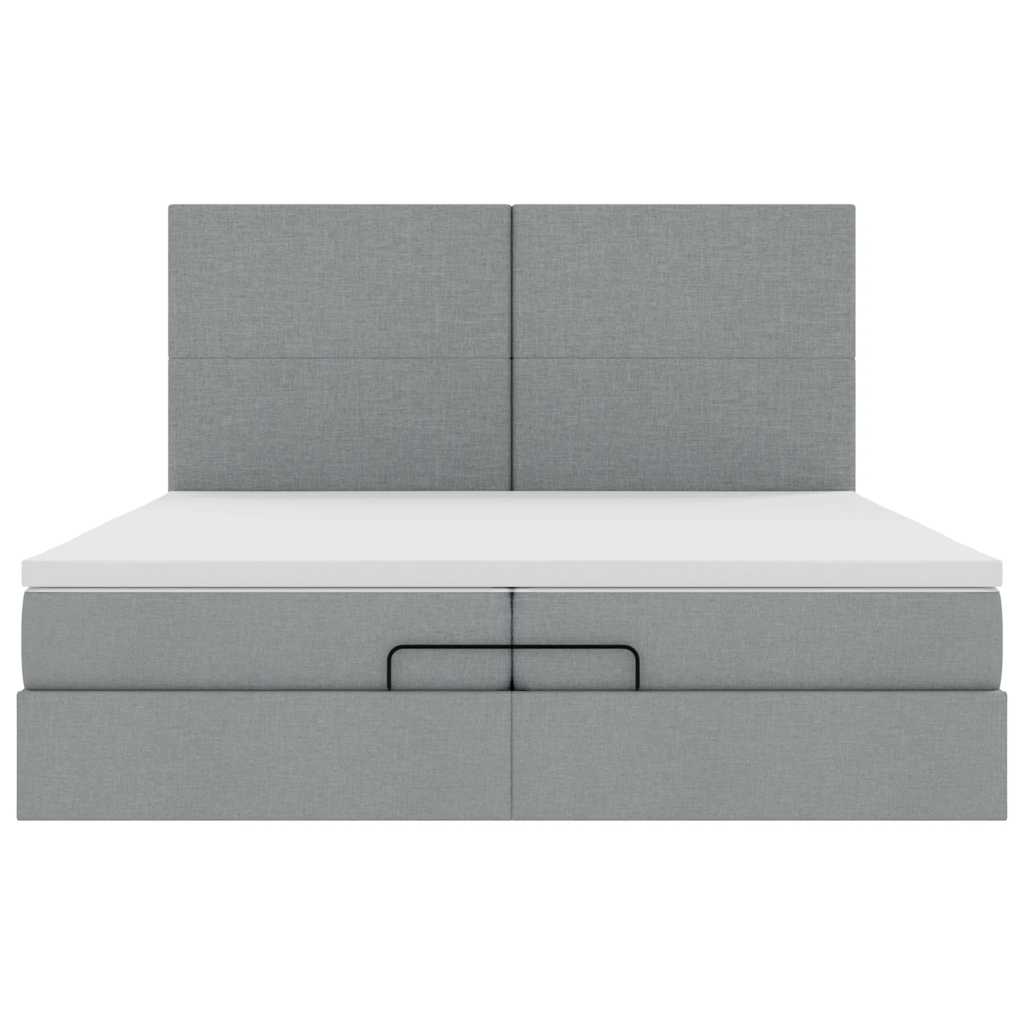 Struttura Letto Pouf con Materassi 200x200 cm in Tessuto
