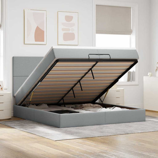 Struttura Letto Pouf con Materassi 200x200 cm in Tessuto | homemem39