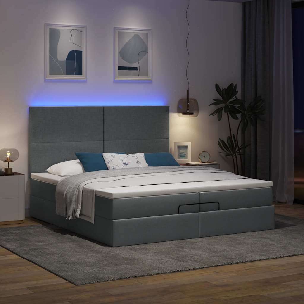 Struttura Letto Pouf con Materassi 200x200 cm in Tessuto