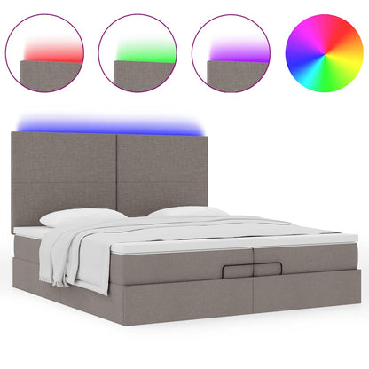 Struttura Letto Pouf con Materassi Tortora 200x200 cm Tessuto | homemem39