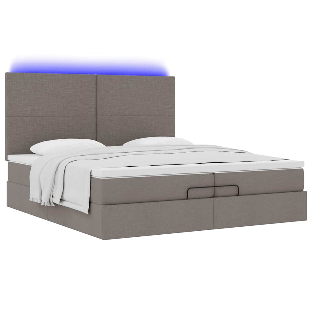 Struttura Letto Pouf con Materassi Tortora 200x200 cm Tessuto | homemem39