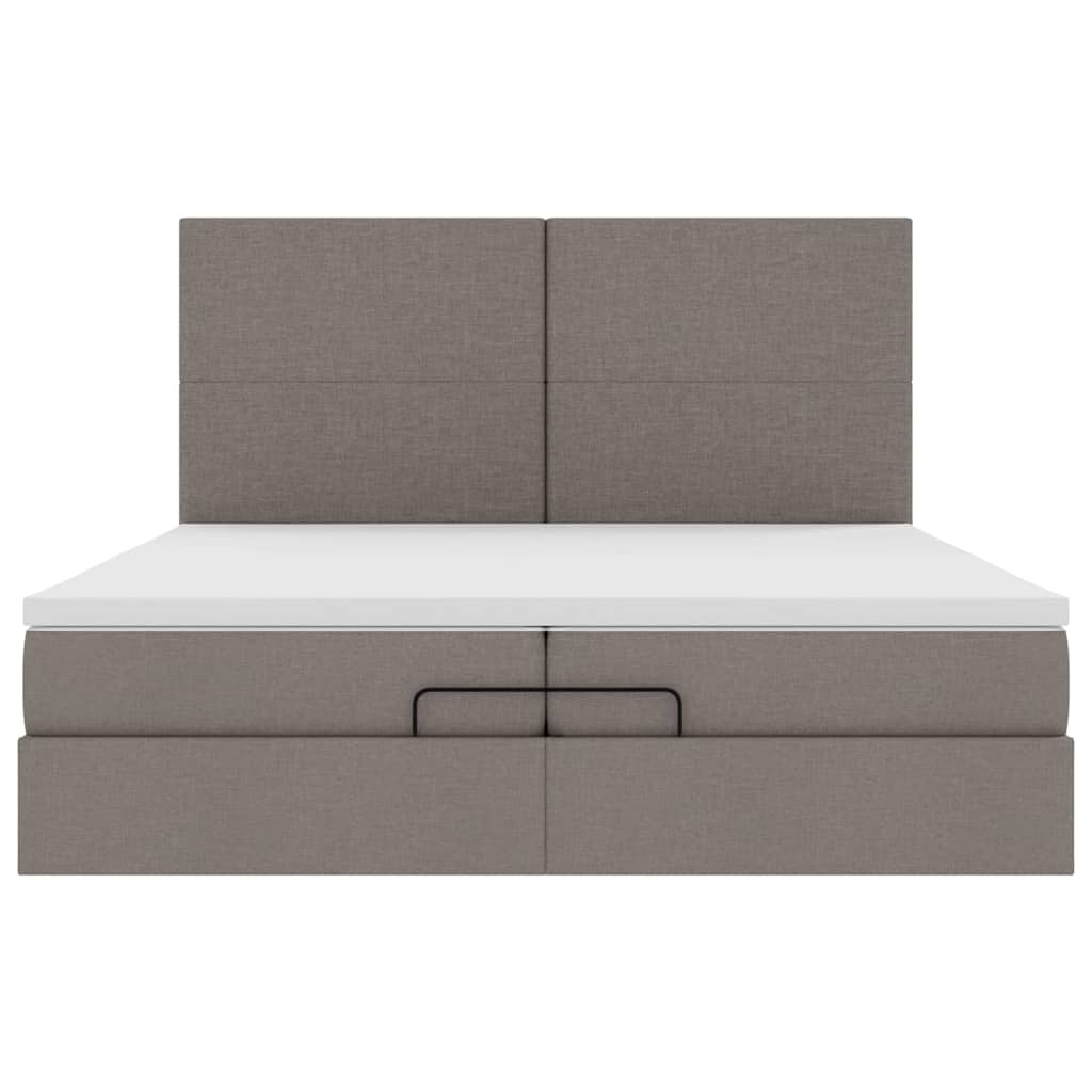 Struttura Letto Pouf con Materassi Tortora 200x200 cm Tessuto | homemem39