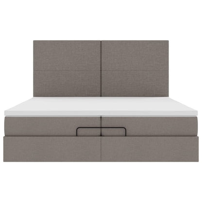 Struttura Letto Pouf con Materassi Tortora 200x200 cm Tessuto | homemem39