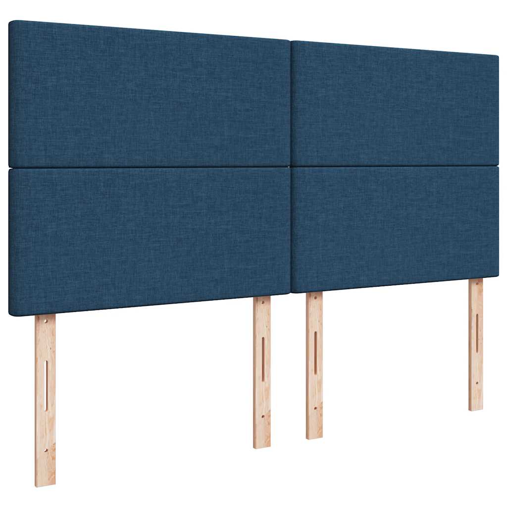 Struttura Letto Pouf con Materassi Blu 200x200 cm in Tessuto