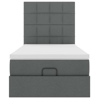 Pouf Letto con Materasso e LED Grigio Scuro 80x200cm in Tessuto