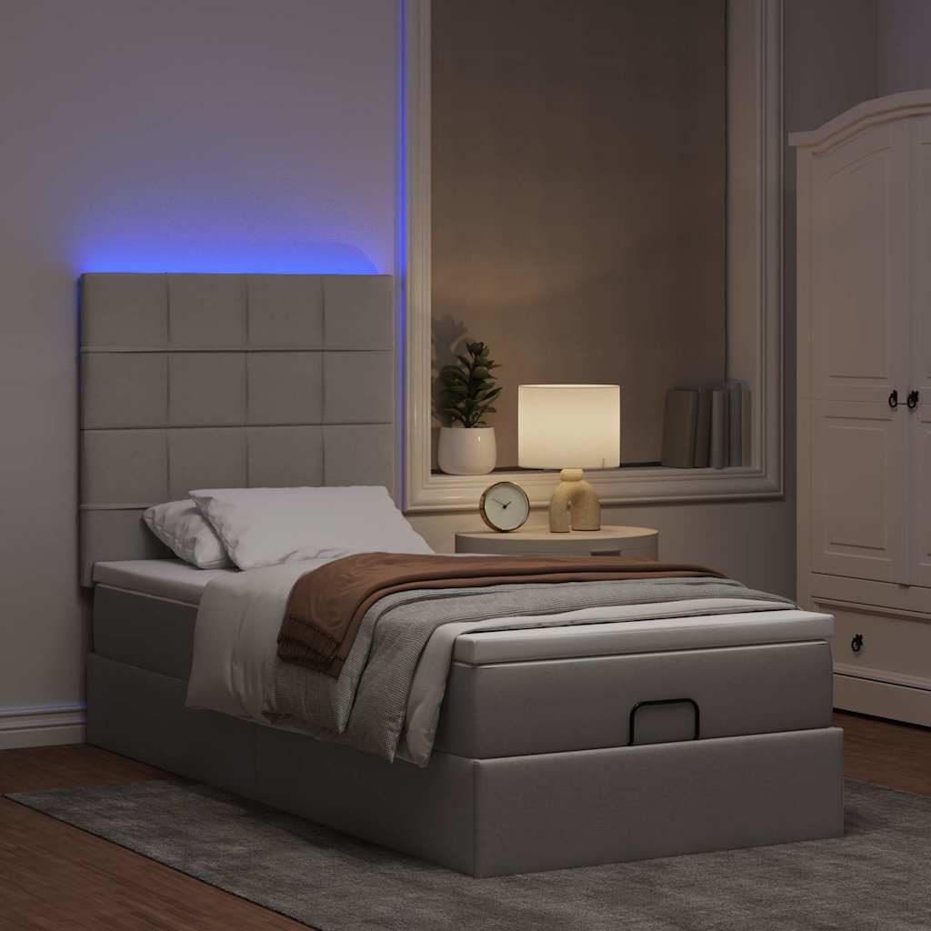 Struttura Letto Pouf con Materasso Tortora 80x200 cm in Tessuto | homemem39