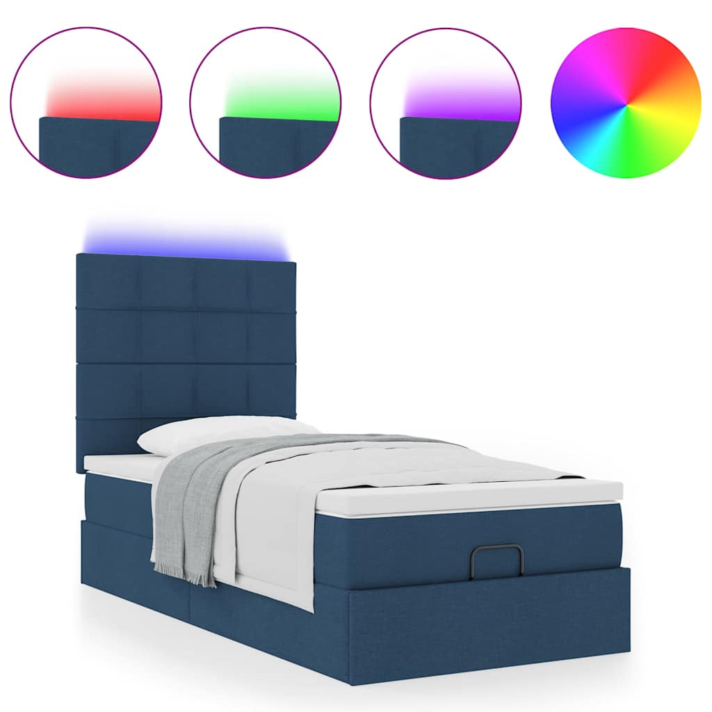 Struttura Letto Pouf con Materasso Blu 80x200 cm in Tessuto | homemem39