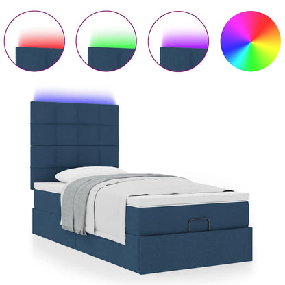 Struttura Letto Pouf con Materasso Blu 80x200 cm in Tessuto | homemem39
