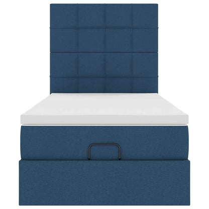 Struttura Letto Pouf con Materasso Blu 80x200 cm in Tessuto | homemem39