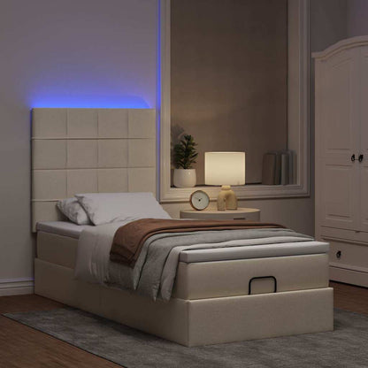 Struttura Letto Pouf con Materasso Crema 90x190 cm in Tessuto | homemem39