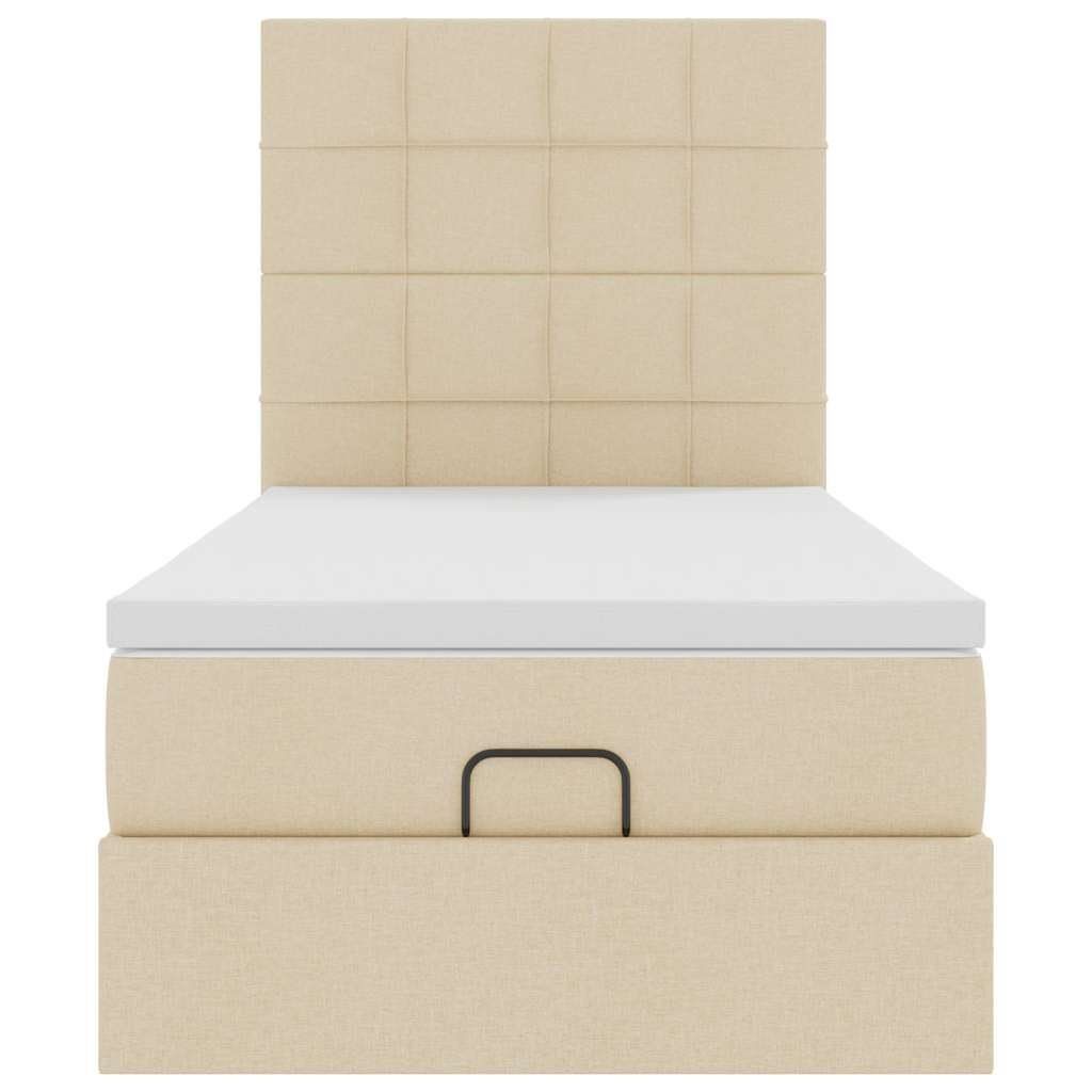 Struttura Letto Pouf con Materasso Crema 90x190 cm in Tessuto | homemem39