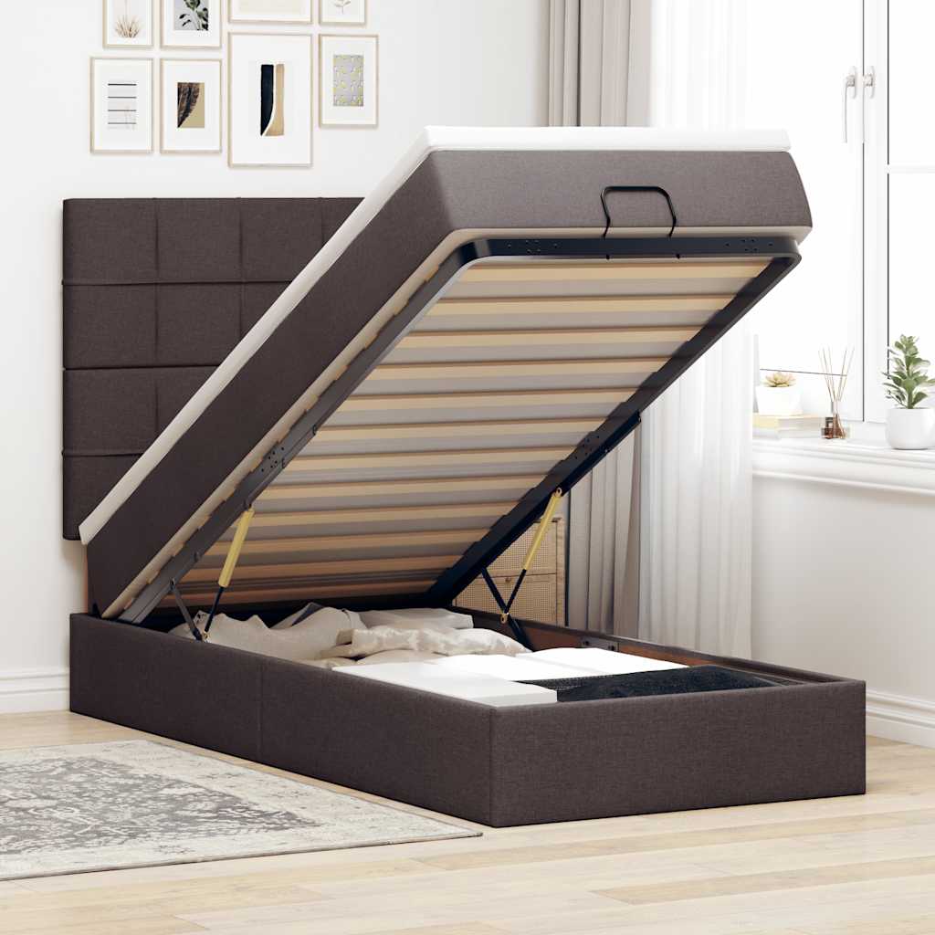 Struttura Letto Pouf con Materasso 100x200 cm in Tessuto
