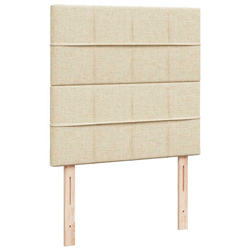 Struttura Letto Pouf con Materasso Crema 100x200 cm in Tessuto