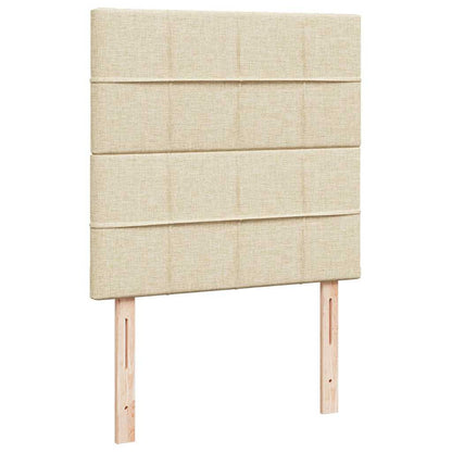 Struttura Letto Pouf con Materasso Crema 100x200 cm in Tessuto