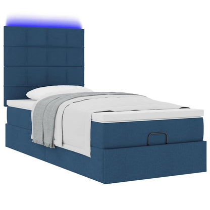 Pouf Letto con Materasso e LED Blu 100x200 cm in Tessuto | homemem39