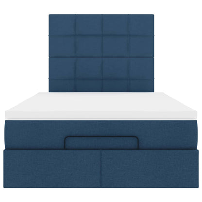 Struttura Letto Pouf con Materasso Blu 120x190 cm in Tessuto