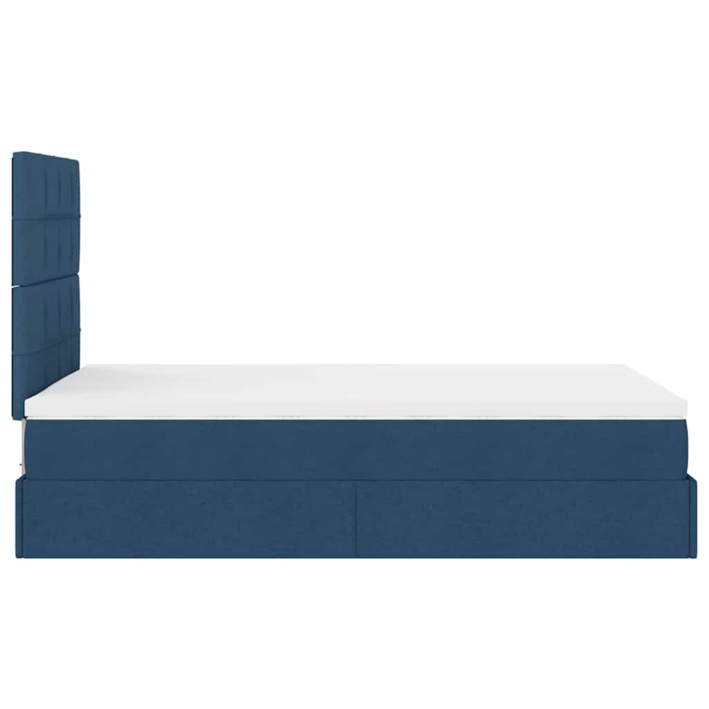 Struttura Letto Pouf con Materasso Blu 120x190 cm in Tessuto