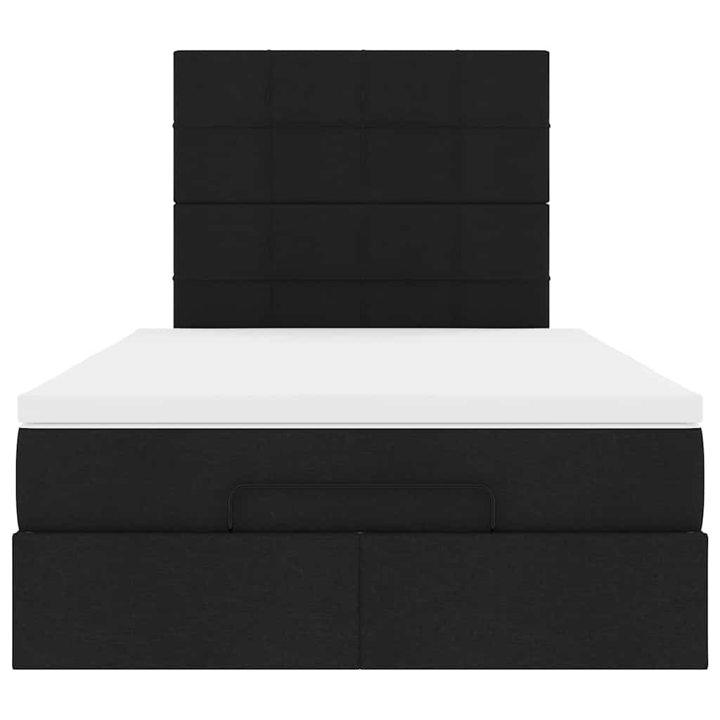 Struttura Letto Pouf con Materasso Nero 120x200 cm in Tessuto - homemem39
