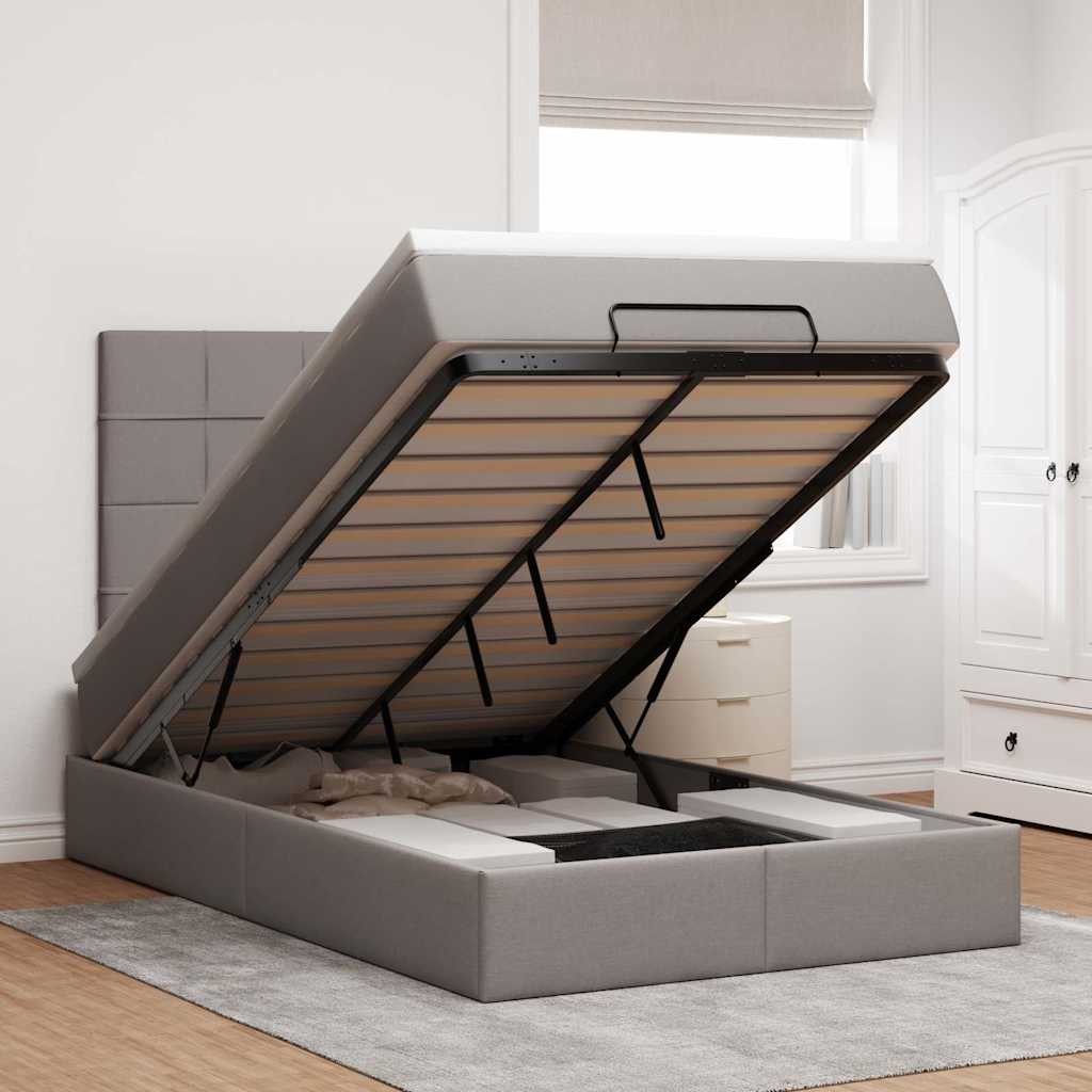 Struttura Letto Pouf con Materasso Tortora 120x200cm in Tessuto | homemem39