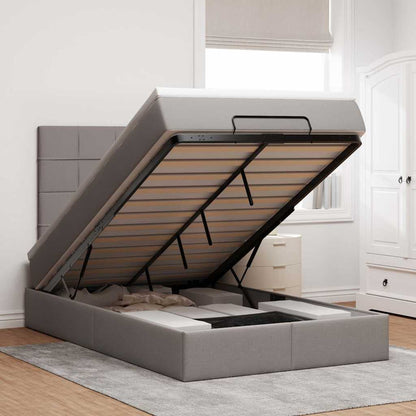 Struttura Letto Pouf con Materasso Tortora 120x200cm in Tessuto | homemem39