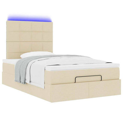 Struttura Letto Pouf con Materasso Crema 120x200 cm in Tessuto | homemem39