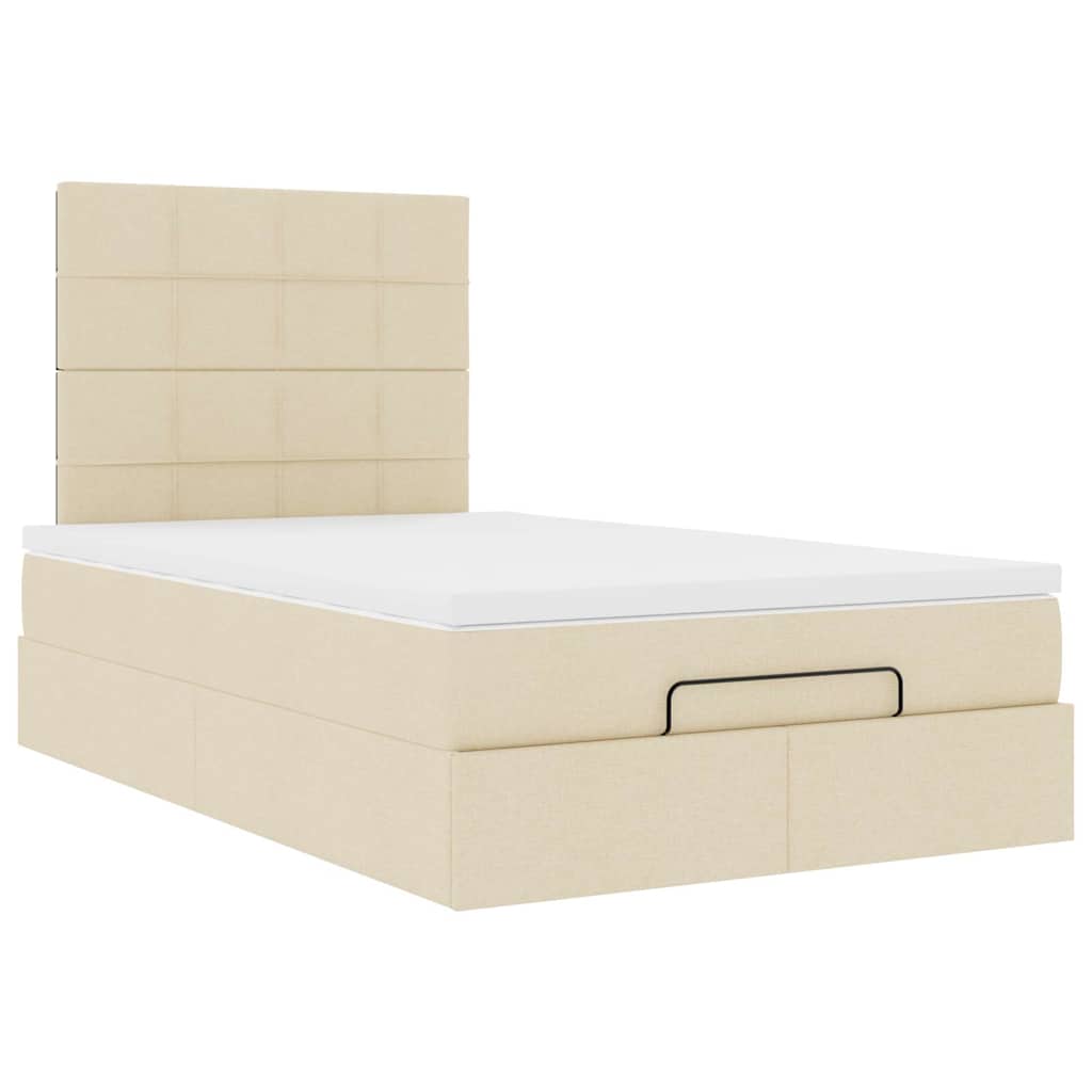 Struttura Letto Pouf con Materasso Crema 120x200 cm in Tessuto | homemem39