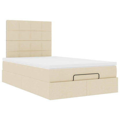 Struttura Letto Pouf con Materasso Crema 120x200 cm in Tessuto | homemem39
